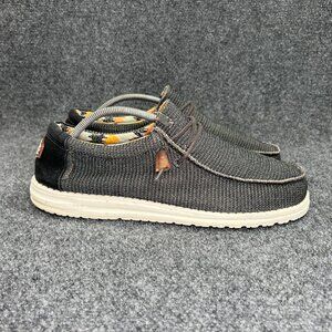 Hey Dude Wally Knit Shoes Mens Size 14 Charcoal Grey Canvas Stretch Slip On Shoe